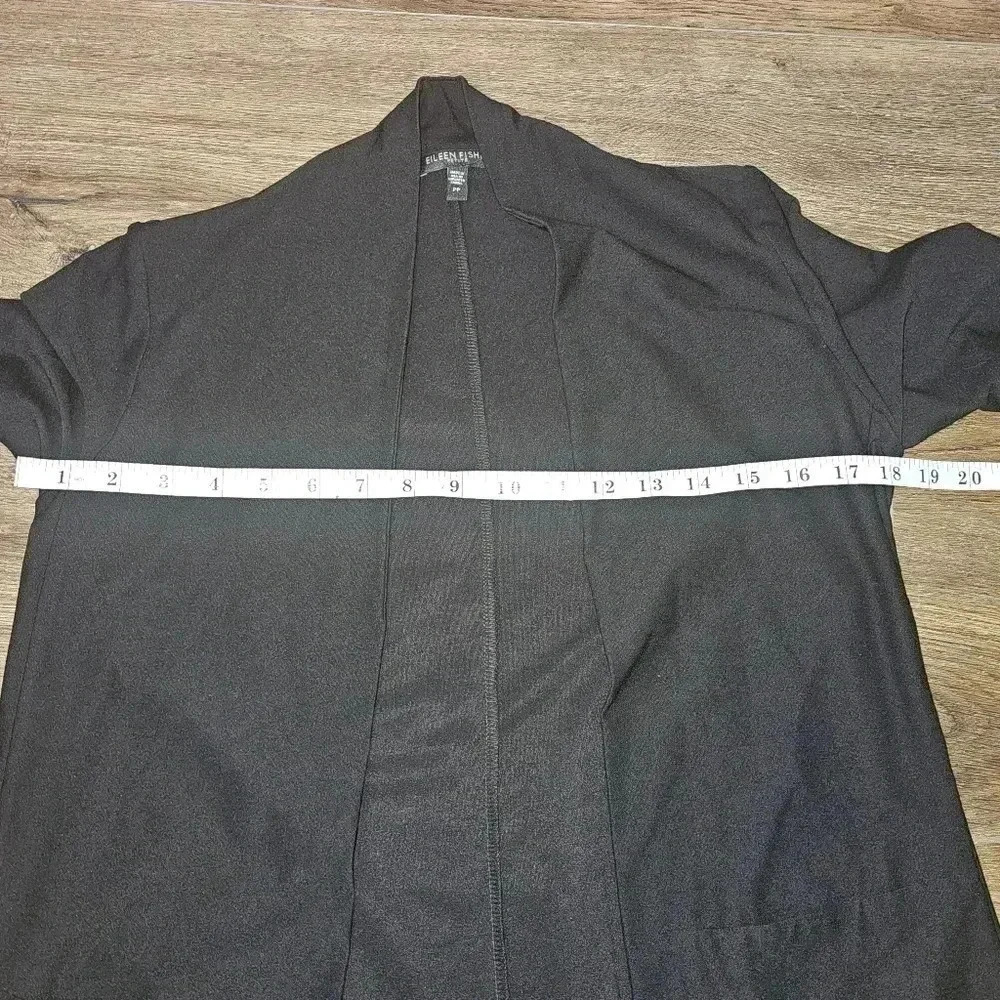 Eileen Fisher High Collared Open Viscoe Black Blazer, Pockets PP(DOUBLE PETITE) - Picture 7 of 11